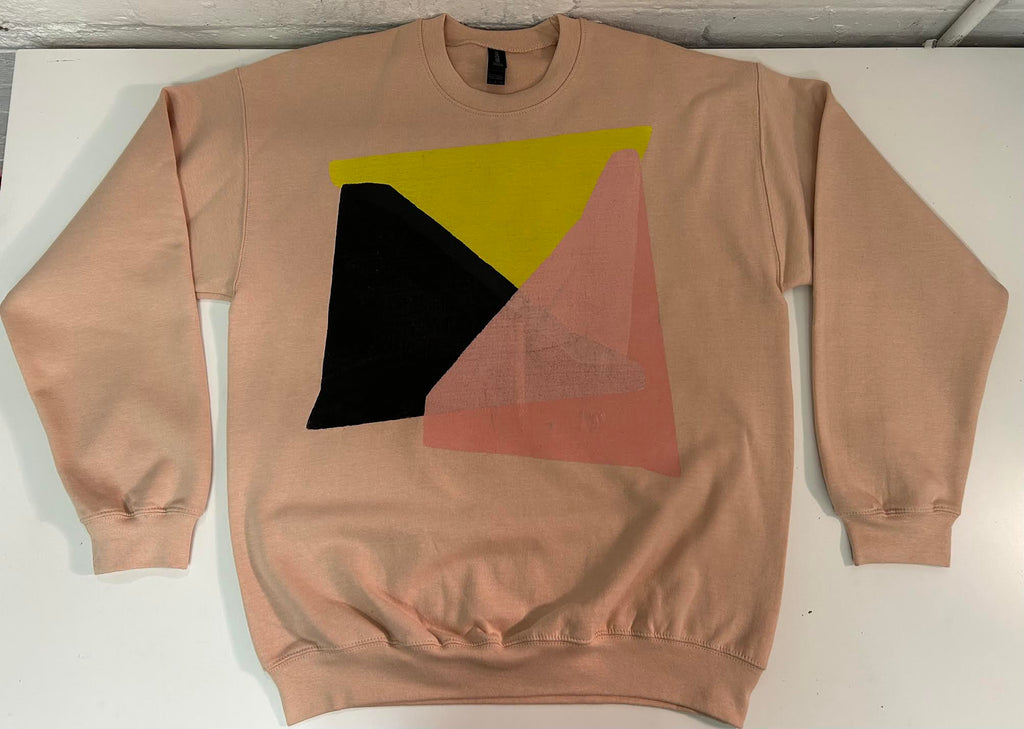 Gildan organic dust rose - pink, yellow, black printed sweatshirt