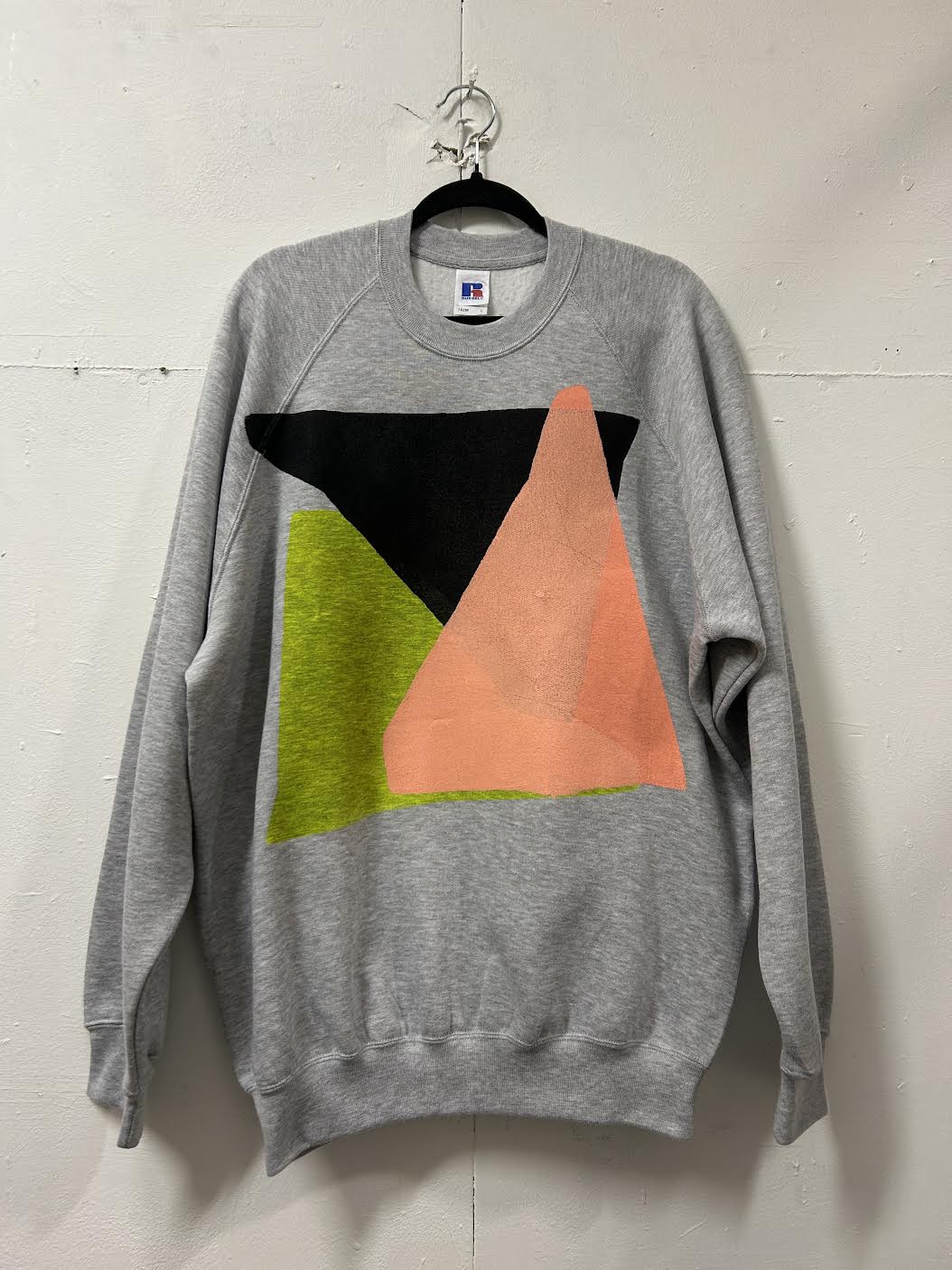 Russel grey, yellow, coral, black printed sweatshirt